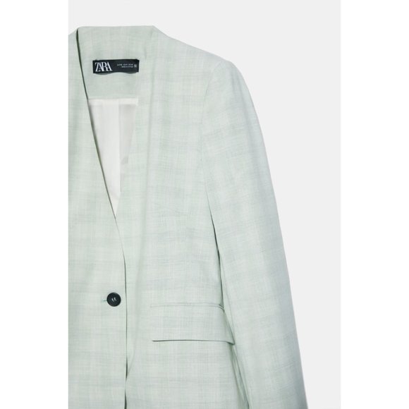 Zara Oversized Plaid Blazer Jacket Preppy Light Academia Plaid Check Relaxed Fit - Picture 3 of 8